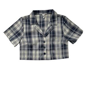 Full Tilt Cropped‎ Plaid Button-Up Top • XS • Short Sleeve